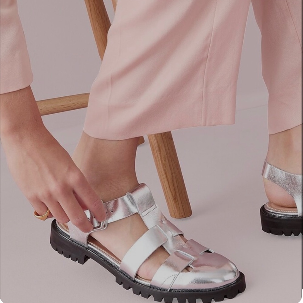 J. Crew Silver Sandals with Metallic Finish